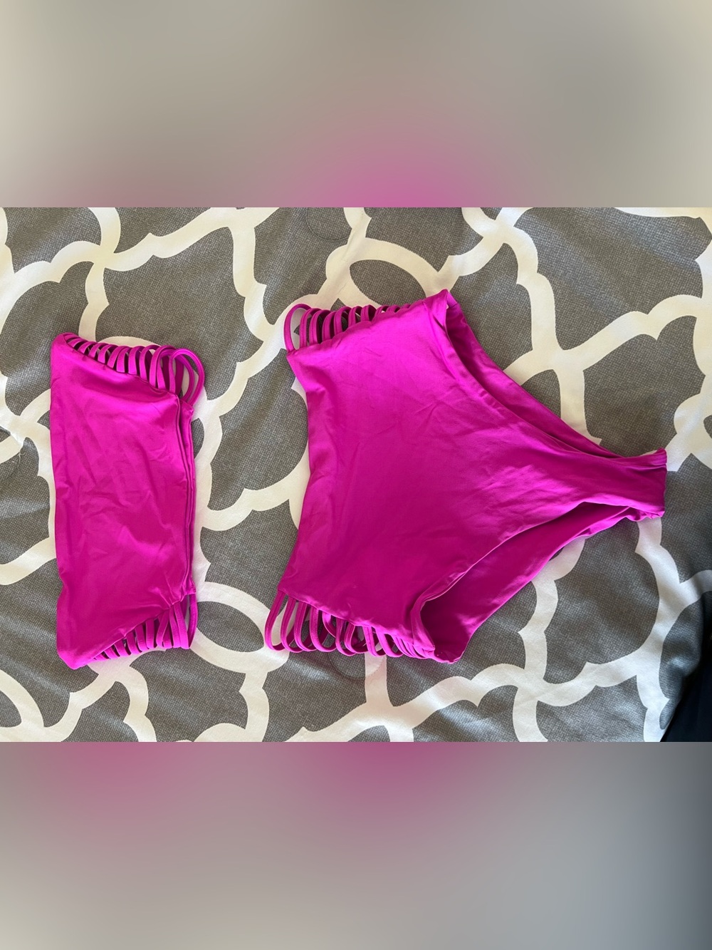 l*space Hot Pink Strappy Bikini Set